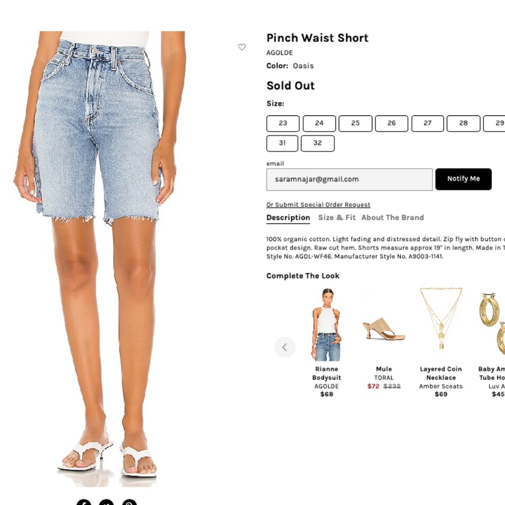 AGOLDE Pinch Waist Short size 30 - Oasis